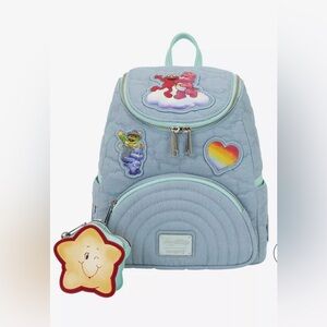 Loungefly Care Bears x sesame street denim quilted backpack NWT